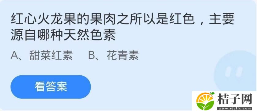 红心火龙果的果肉之所以是红色主要源自哪种天然色素-蚂蚁庄园9月13日每日一题答案